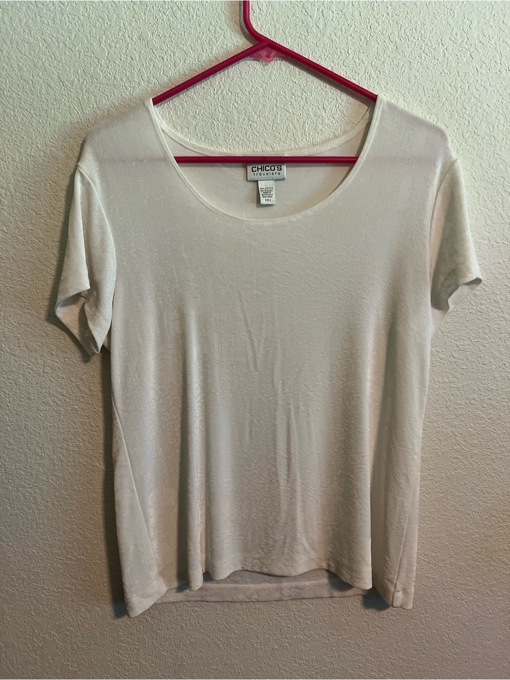 Chico's Cream Short-Sleeve Scoop Neck Tee Size 2